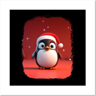 Happy Santa Penguin Posters and Art